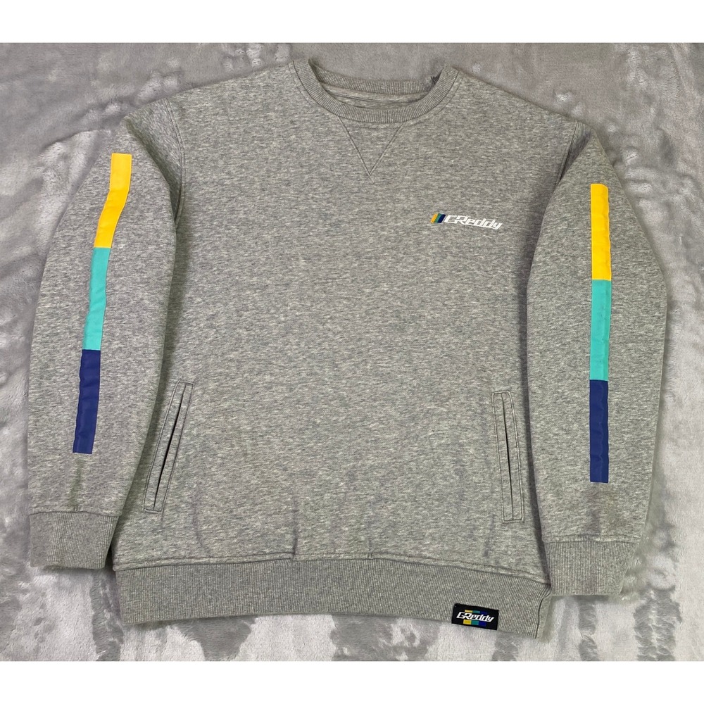 GReddy Sweatshirt Mens Small Grey Total Tune-Up JDM Racing Stripe Streetwear